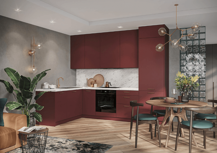 Galerija-Virtuves mēbeles MONO, M4 fasādes, Rustic Red