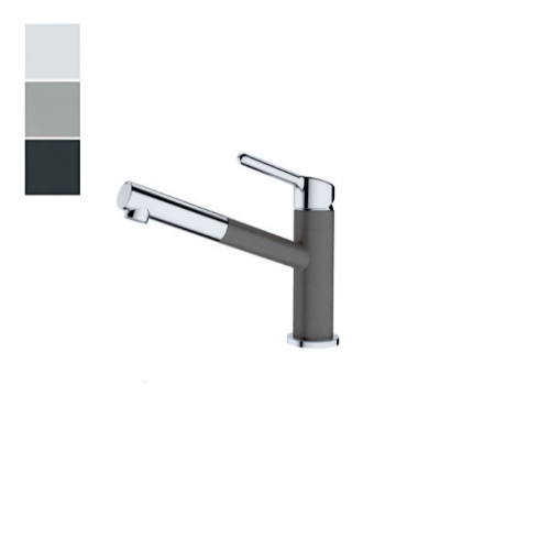 Virtuves jaucējkrāns ar izvelkamu galu B4, balts, melns, MK virtuves