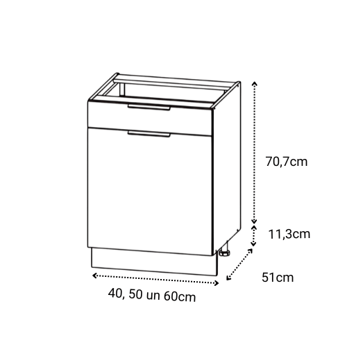 e-veikals Grīdas skapis ar vienu atvilktni un durvīm LIGHT